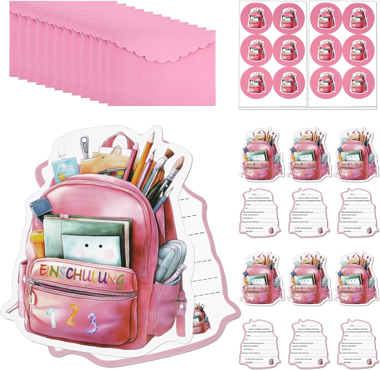 12x Invitéschoolkaarten met enveloppen en stickers