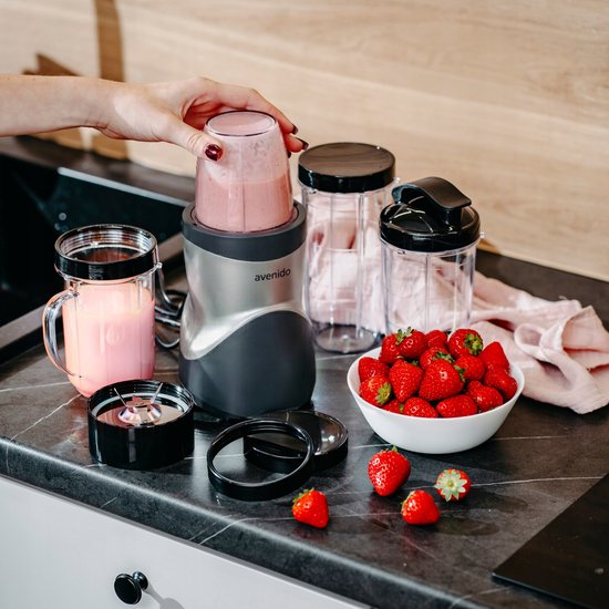 Smoothie Blender to Go 1200W – Sport Blender met 4 Bidons 300–700ml – 2 Blade Opzetstukken – BPA Vrij - Mini blender to go van Avenido — afbeelding 5