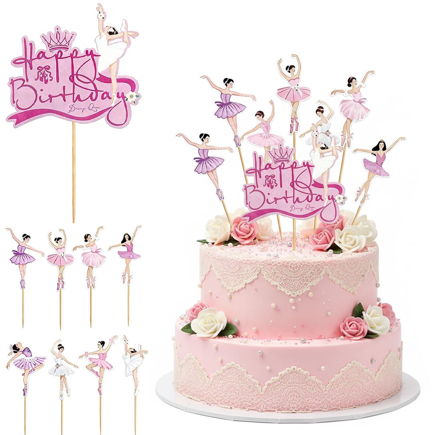 9 Balletschoolmeisjes taartdecoratie