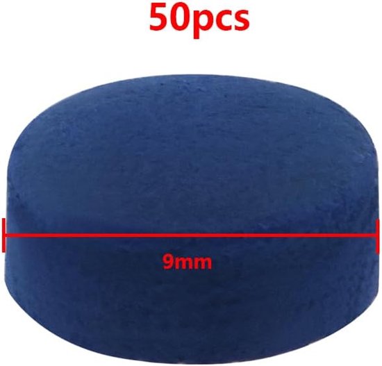 Biljart keu tips 9 mm - blauwe lederen vervangtips - eenvoudig te installeren - 50 stuks ServiceTopper - ServiceTopper — afbeelding 3