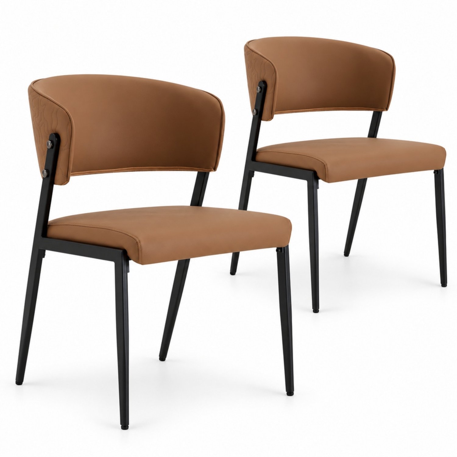 LONG DRAGON - Eetkamerstoelen - Set van 2 - Bruin - Gepolsterde zitting en rugleuning