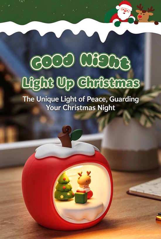 Namajunas - apple vormig nachtlampje - 3 standen dimbaar - met ophangkoord - oplaadbaar en met stekker - creatief feestcadeau - tafel decoratie - compact en draagbaar - kerstappel - sfeernachtlampje voor naast het bed van Namajunas — afbeelding 3