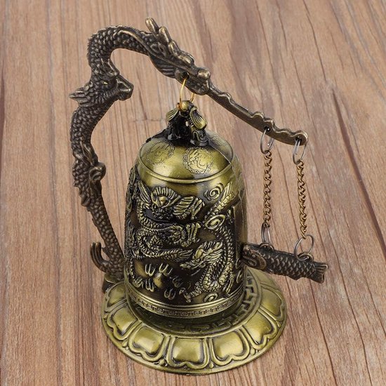 Vintage Kleine Bronzen Gebeeldhouwde Dragon Lock Bell Arts & Handicrafts Collection Objecten Ornamenten Decor of Office — afbeelding 2