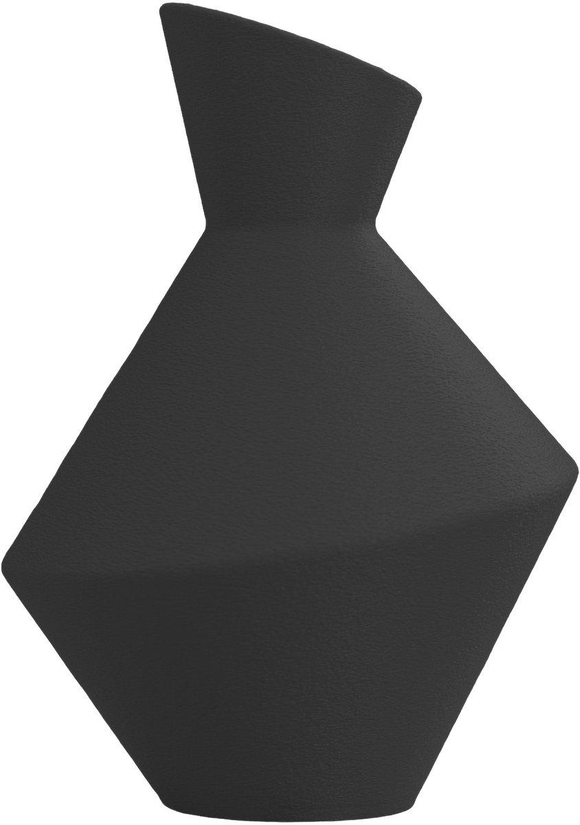 Layvo Daris Vaas - Zwart - 25 cm - droogbloemen vaas - geometrische vaas - gerecycled plastic