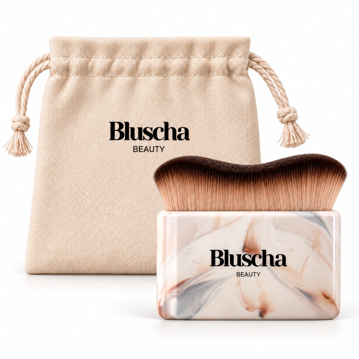 Bluscha® – Foundation Brush Marmer – Make-up Kwast – Blending Brush – Foundation Kwast – Gezichtsborstel – Make-up Brush – Marmer Look