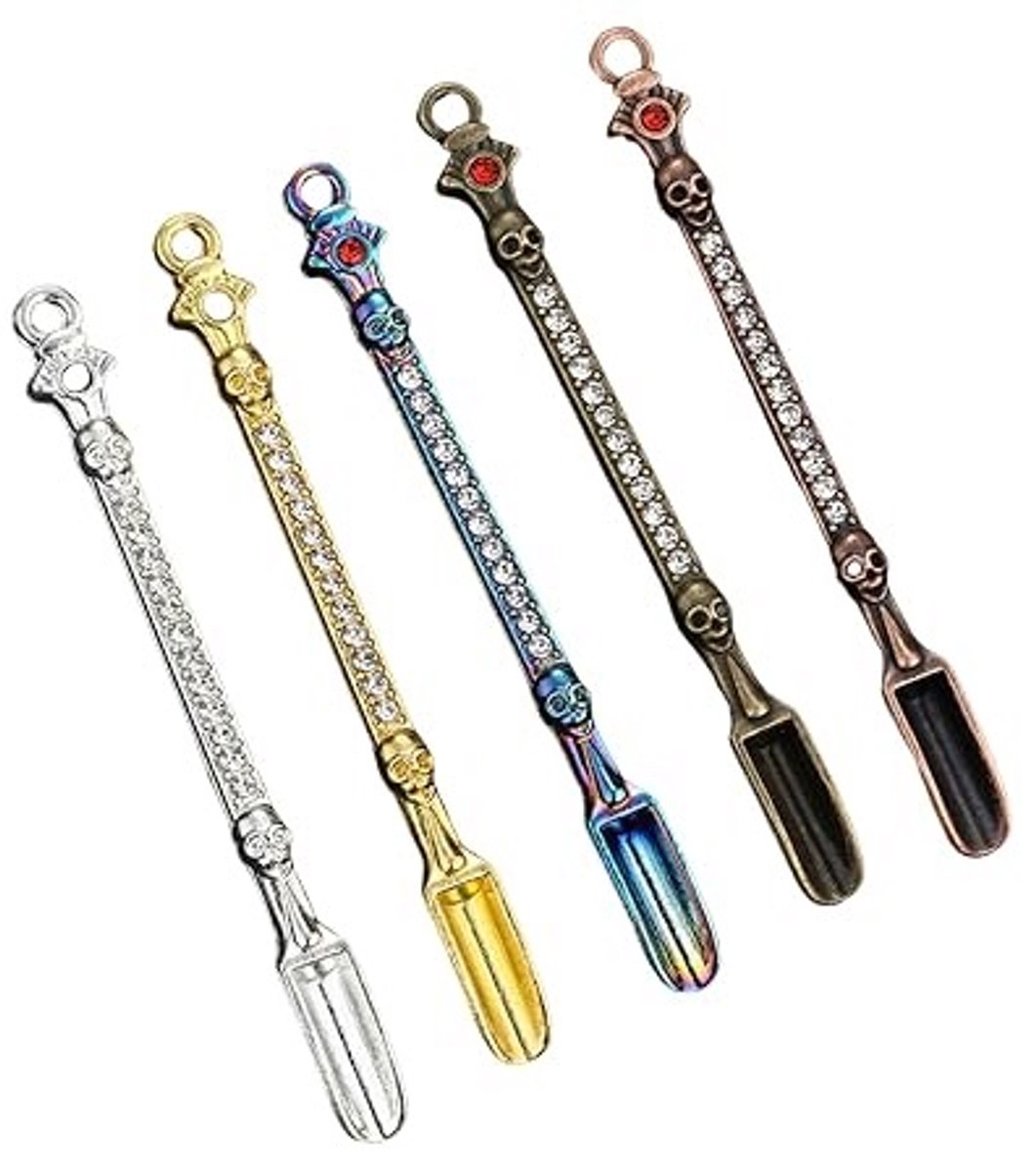 Mini Lepels Set van 5 Metaal met Kristal Accent - 84mm