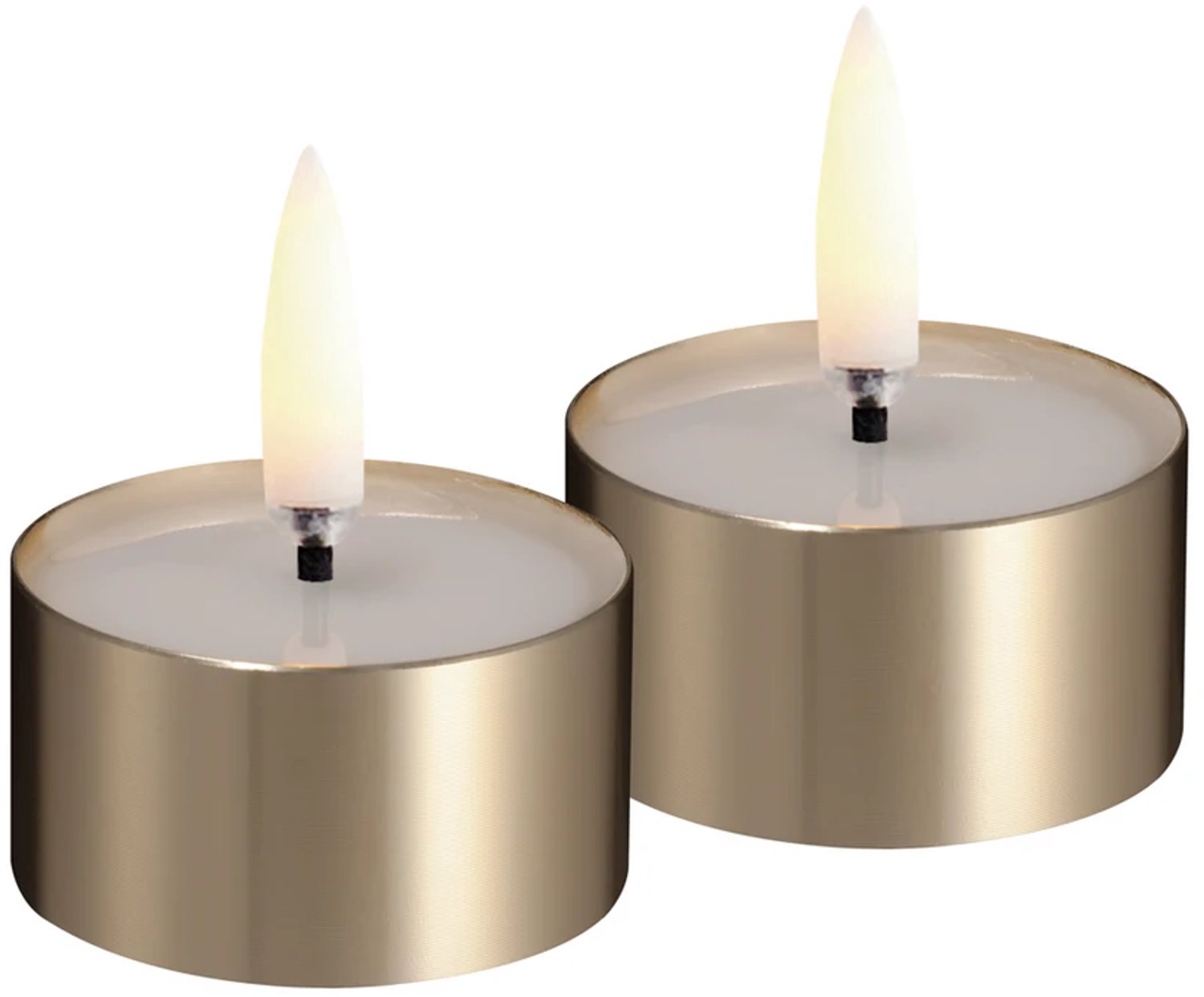 Uyuni LED Melted Theelichtjes Metallic Messing – 2-pack – 4,1 x 2,3 cm – Incl. Batterijen