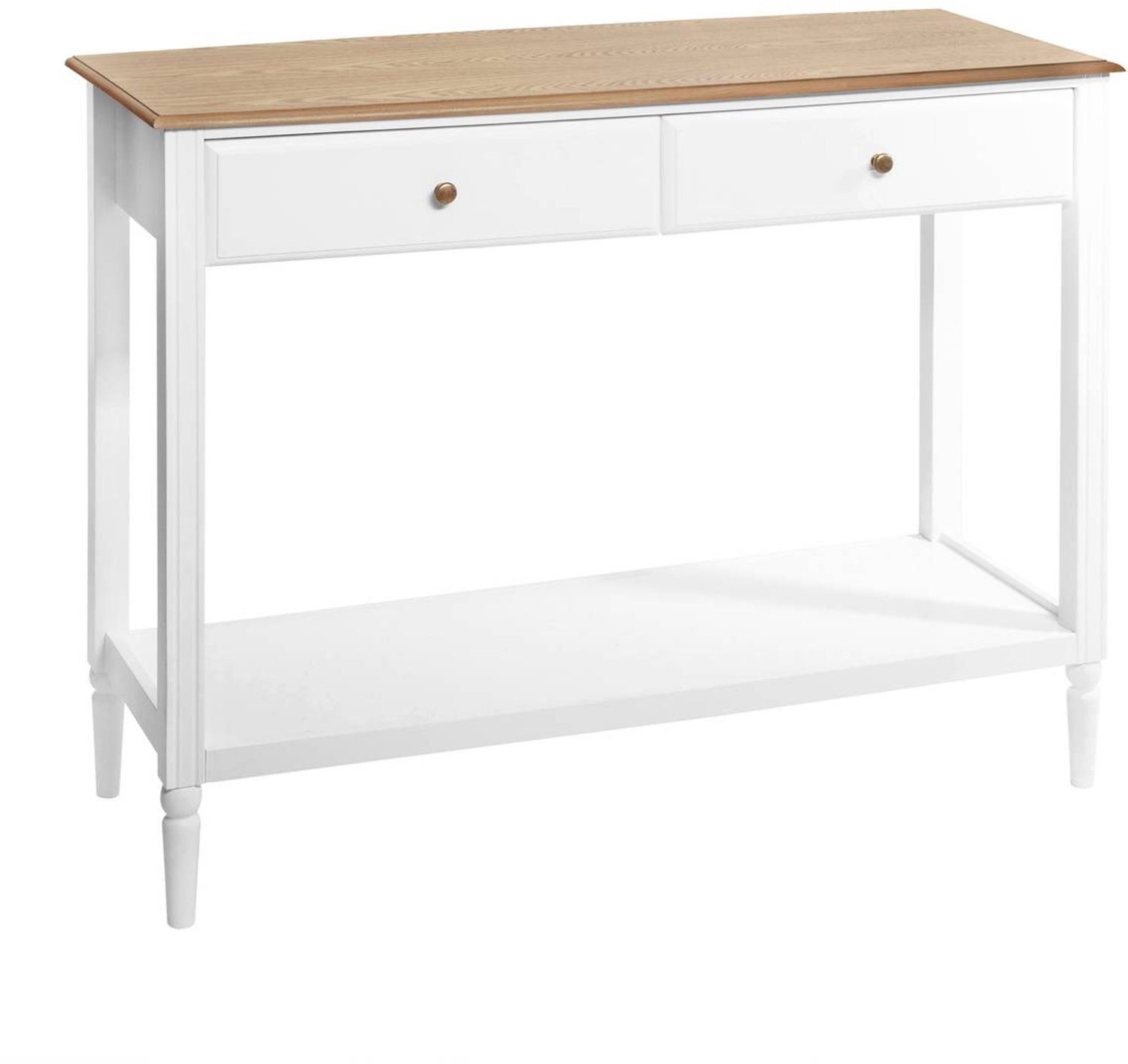 Atmosphera Créateur d'intérieur® Console met 2 lades en houten plank en essenhout SOLEN Blanc