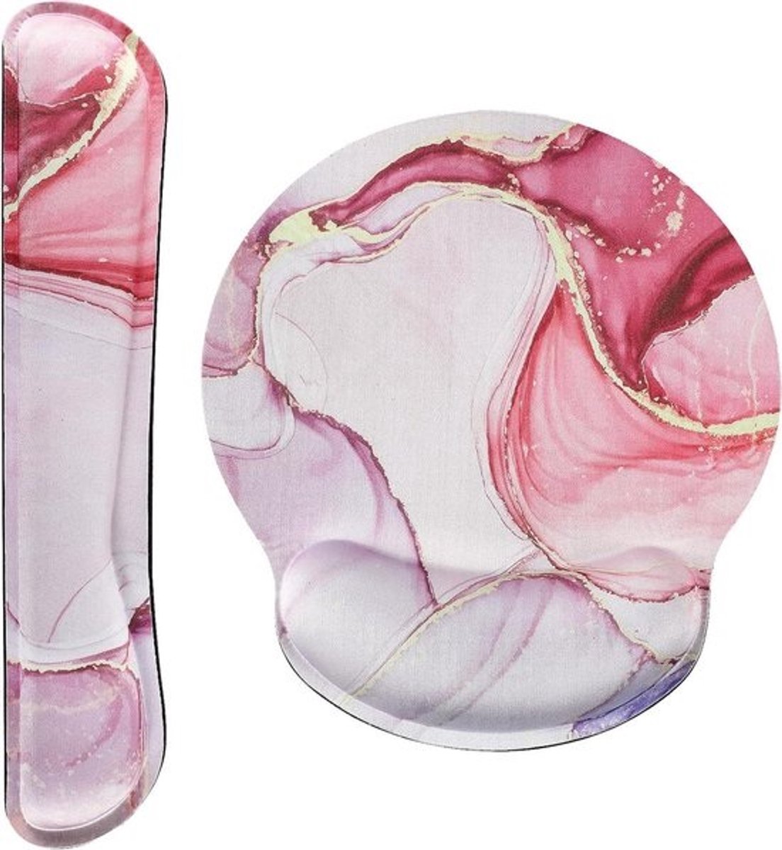 Polssteun en muismat - Ergonomisch memoryfoam - Antisliponderkant - Verlichting bij pijn - Kantoorbenodigdheden voor computer, laptop en gamer - Roze