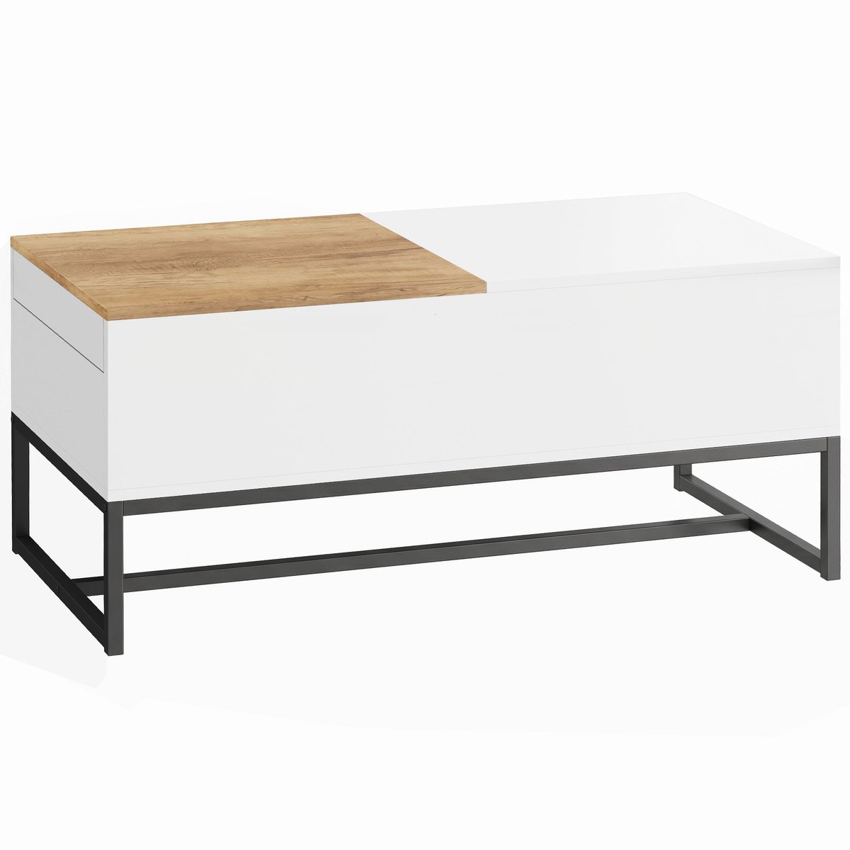 Homona Salontafel met verschuifbaar blad en opbergruimte - 100 x 50 x 45 cm - Wit/Eiken