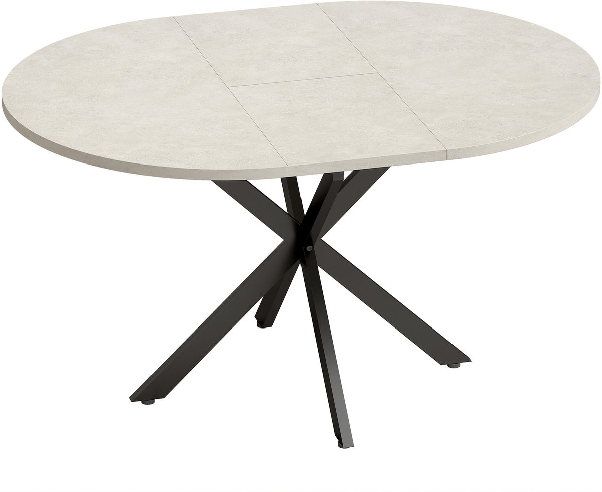 Homona Uitschuifbare eettafel - Voor 4-6 personen - Met vlinderblad - Ø100 x 75 cm / 135 x 100 x 75 cm - Grijs/Zwart