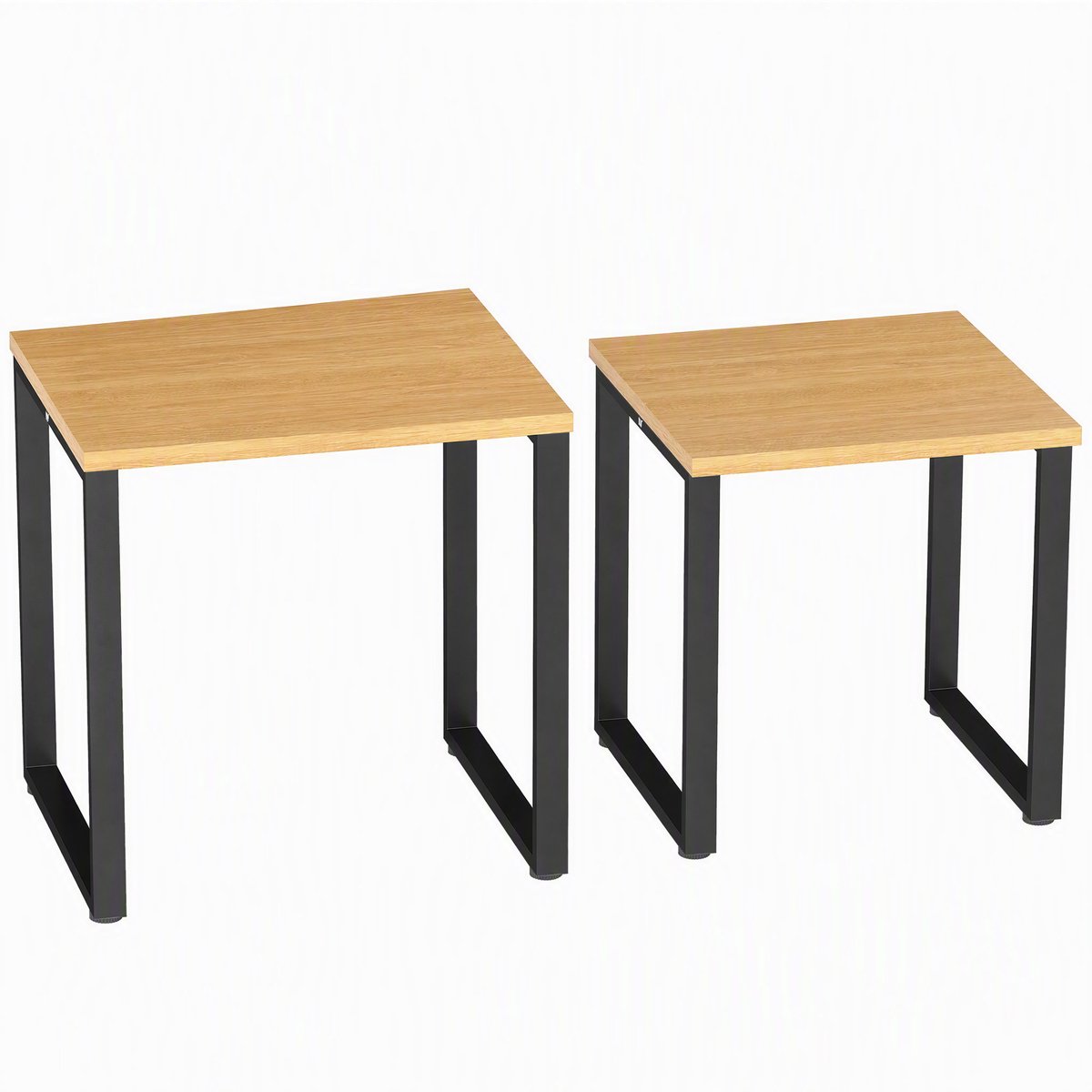 Homona Bijzettafelset 2-delig - Met verstelbare voetjes - 60 x 50 x 60 cm en 50 x 50 x 54 cm - Houtkleur/Zwart