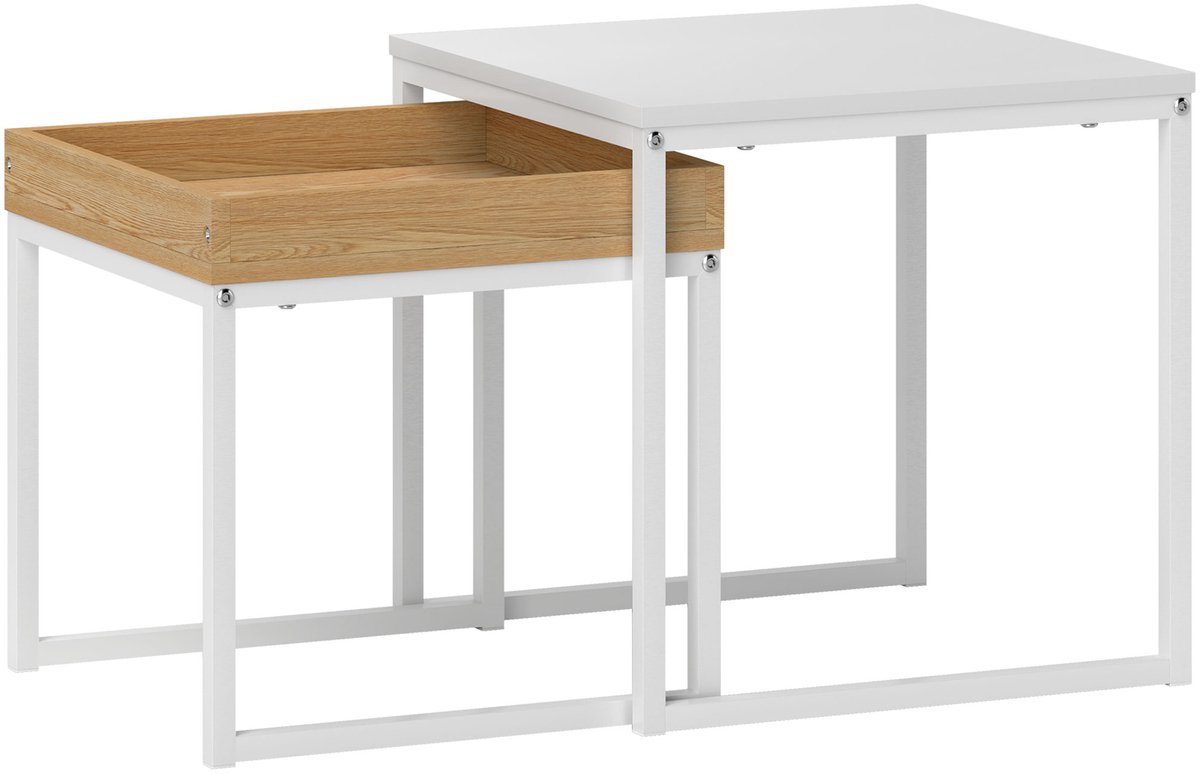 Homona Salontafel set van 2 - Vierkant - 45 x 45 x 45 cm en 40 x 40 x 40 cm - Wit