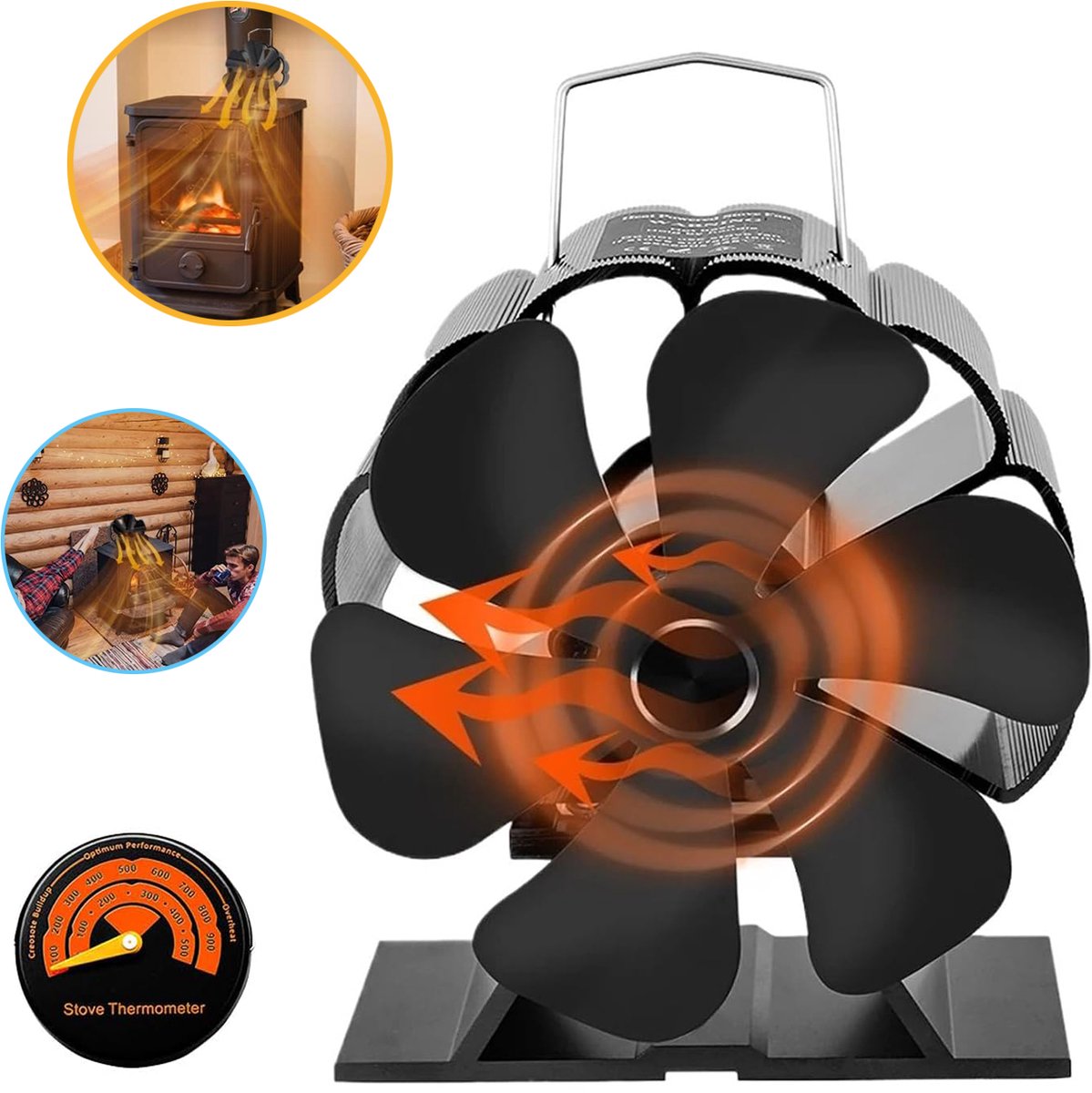 6 Bladen Houtkachelventilator - Warmte-Aangedreven Houtkachel Open Haard Ventilator - Vuurventilatoren Voor Open Haard/Houtkachel
