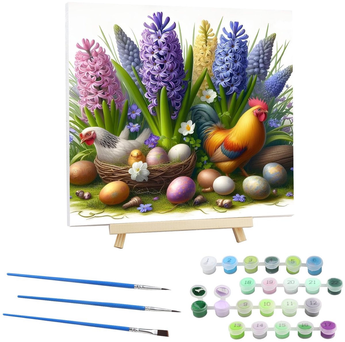 Schilderen op Nummer Bloemen met Houten Frame 30x40cm