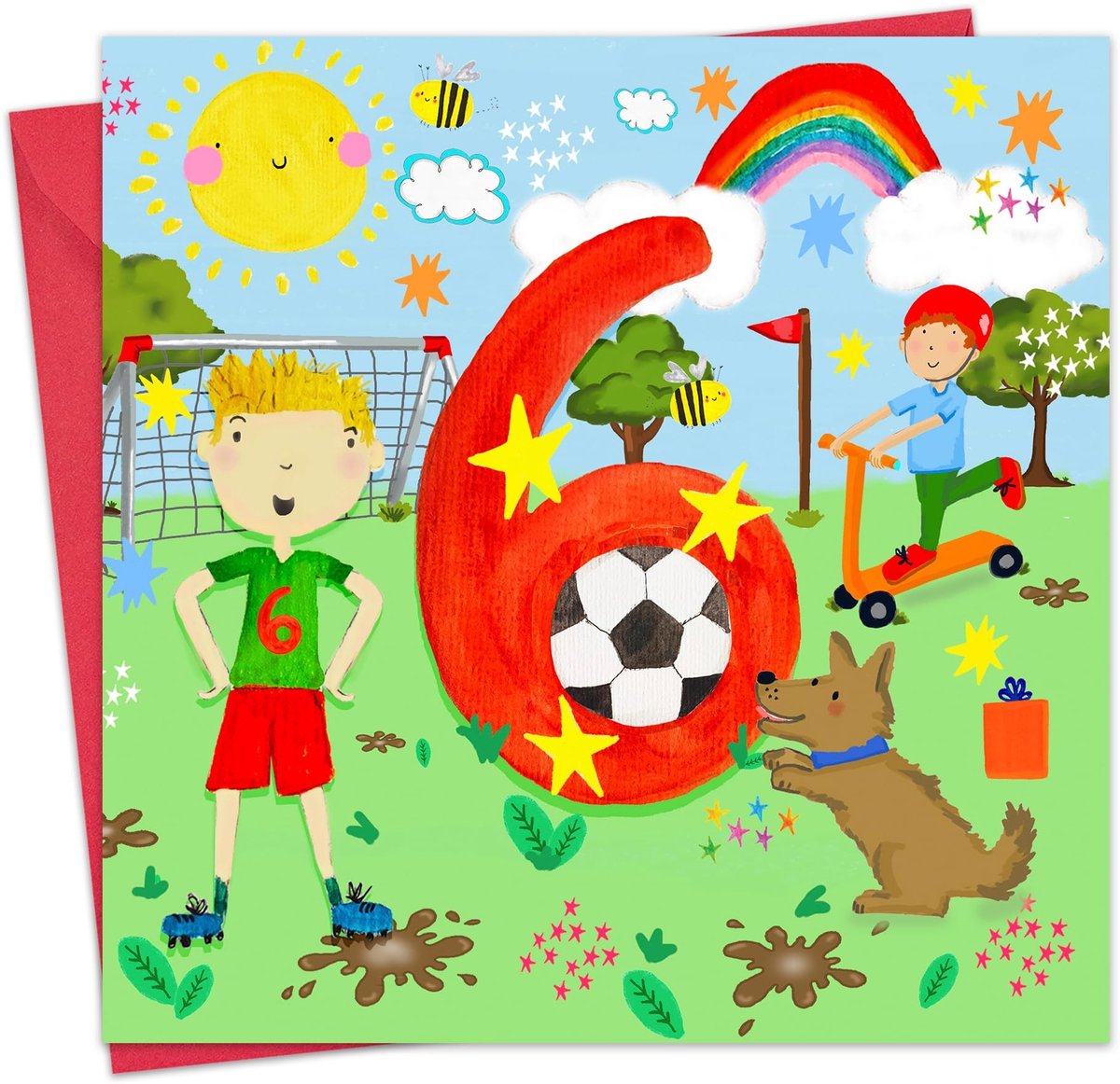 Verjaardagskaart voor Jongens - 6 Jaar - Voetbal Thema