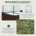 Illustratie van hoe de foliekas stevig in de grond wordt bevestigd met touwen en haringen.