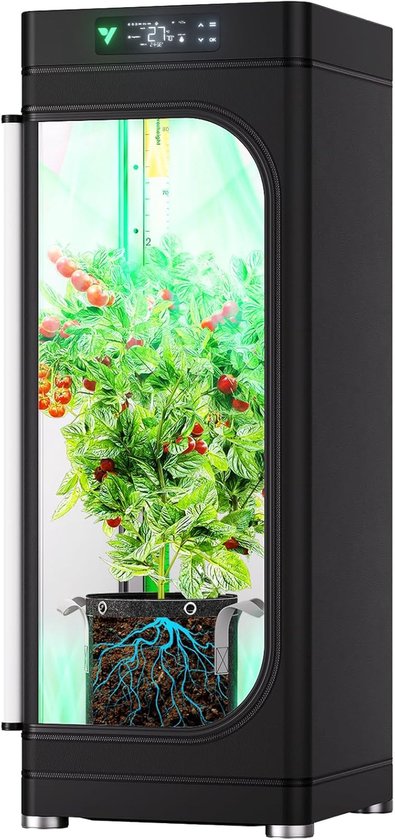 VGrow Intelligente all-in-one bouwdoos, systeem met groeilicht, Samsung LM301H EVO, geavanceerd circulatie- en ventilatiesysteem, irrigatie, magneetvenster, hydrocultuur binnenshuis