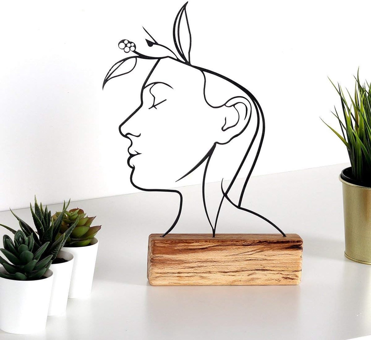 Artistic Handmade Wood & Metal Sculpture for Room Decoration Handmade Art Sculpture for Living Room Hallway Guest Room Console Table Home Office Decor
