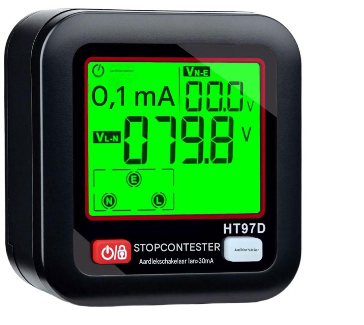 SSTRWGOOD Stroomtester - Fasedetector - Stopcontact Tester 30-260V - Detecteert 6 Fouten met LCD - Geschikt voor Elektrische Installaties - Kunststof Behuizing - Afmetingen 6.5x6.5cm