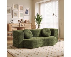 Devoko Olijfgroene Opvouwbare Slaapbank 200 × 105 × 32 cm – Montagevrije 2-Persoons Vloerbank met Afneembare Wasbare Hoes – Hoogelastische Schuimvulling – voor Woonkamer en Lounge