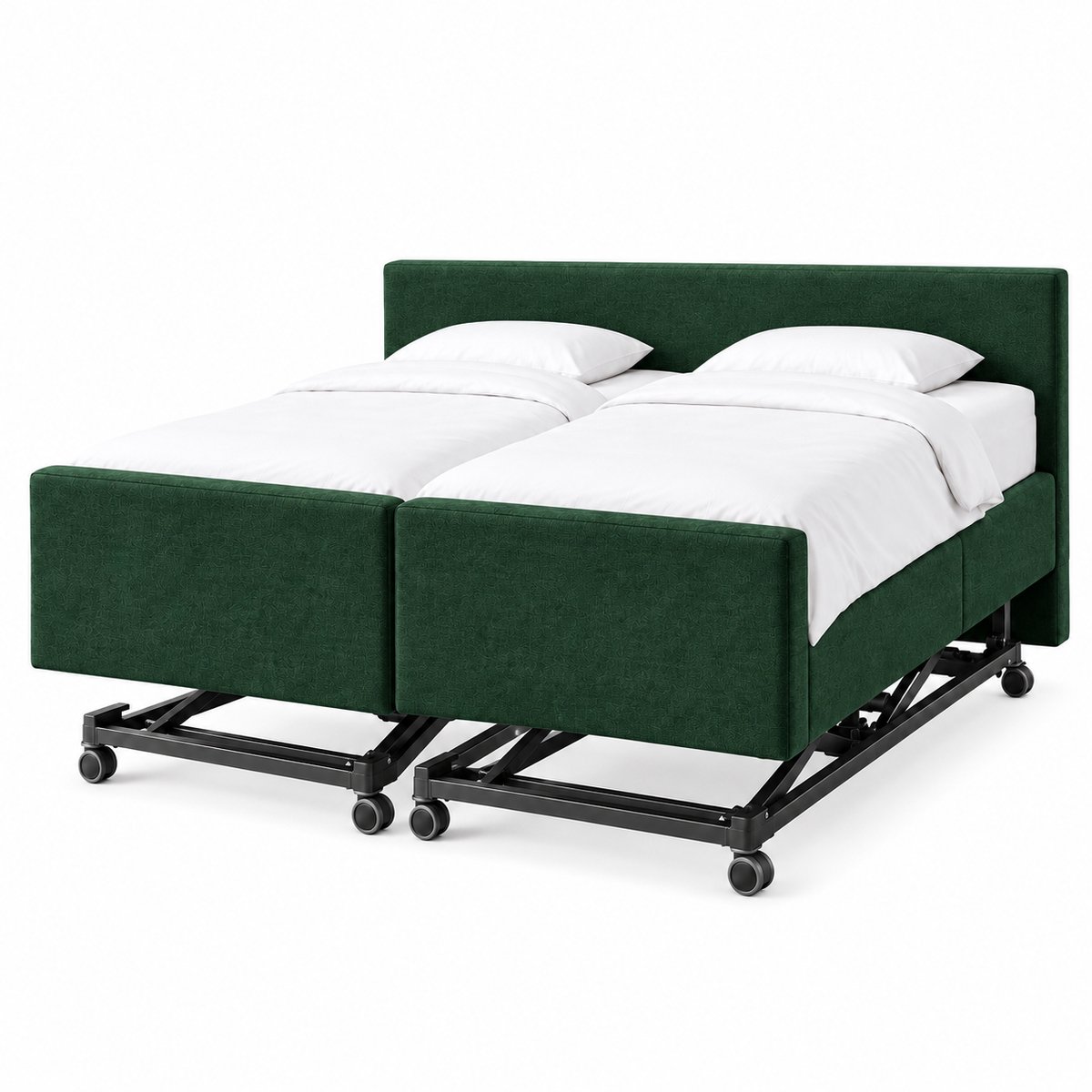 Boxspring FD Lecce Hoog Laag Bed 2 Persoons/ Verzorgingsbed /Seniorenbed Elektrisch Verstelbaar 160x200 cm Donker Groen