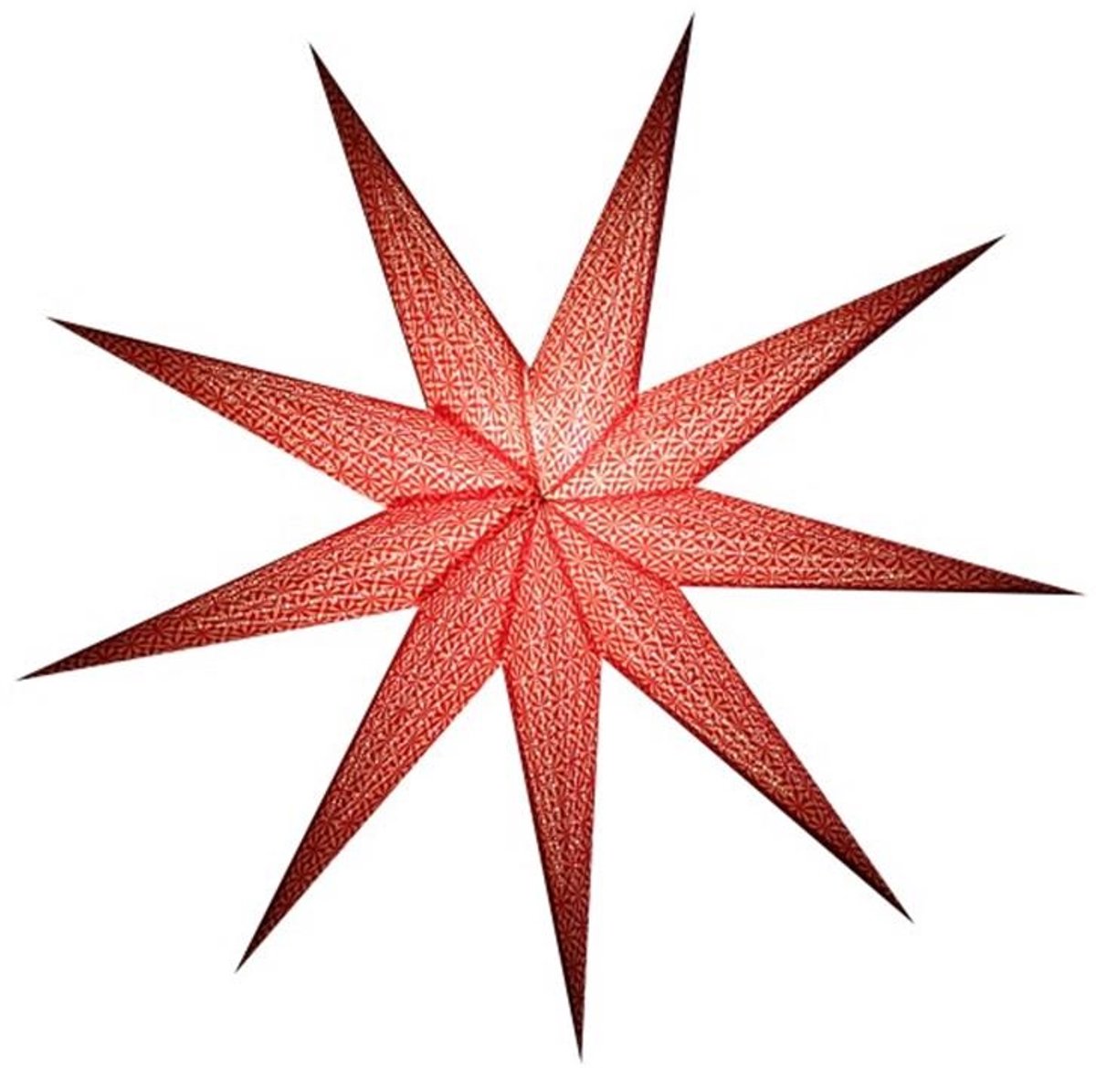 Floz Design grote kerstster - luxe papieren kerstster - wit met rood vilt - 90 cm - met verlichting - fairtrade