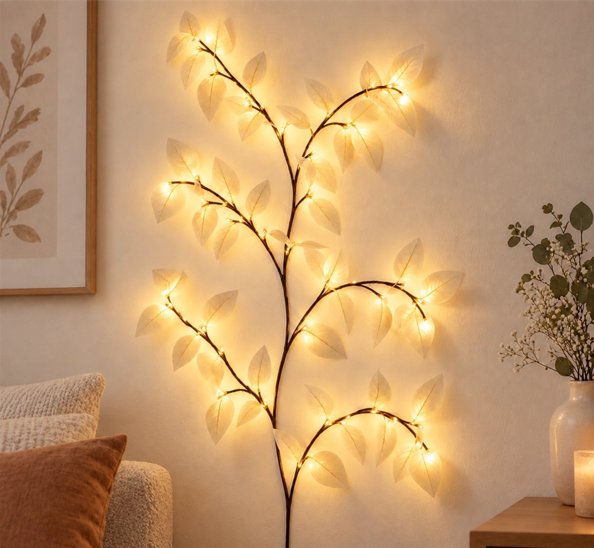 Betoverende Wilgentak-Lichtslinger – lamp – 1,8 meter Twinkelende Boomtak met Afstandsbediening – 96 LED-Slingerlampjes voor Wand – Slaapkamer – Woonkamer & Huisdecoratie – Wit