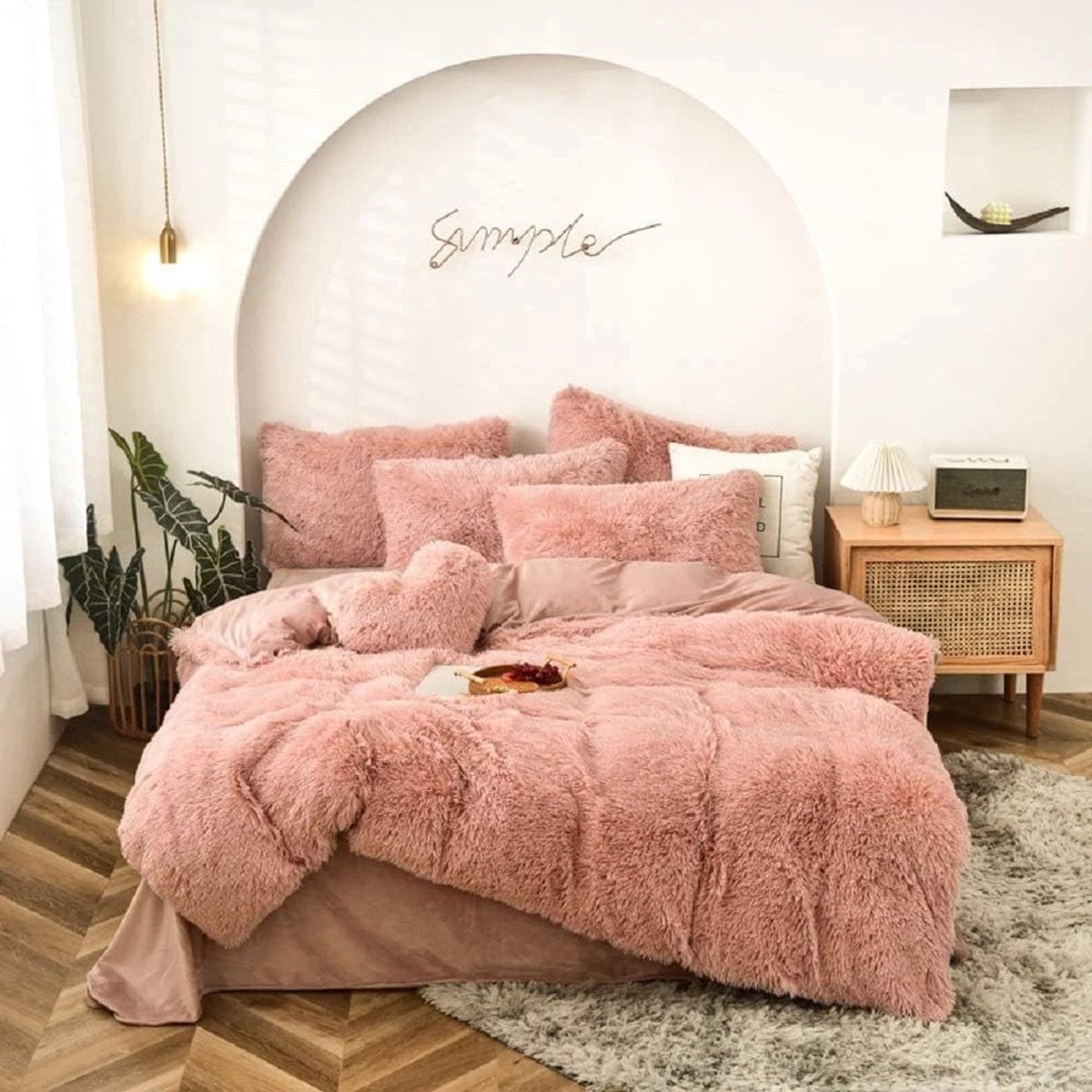 LUCKICE Beddengoedset Pluche Beddengoed 135x200cm Extra Zachte Imitatiebont Flanellen Biber Dekbedovertrek met Kussensloop 80x80cm en Ritssluiting