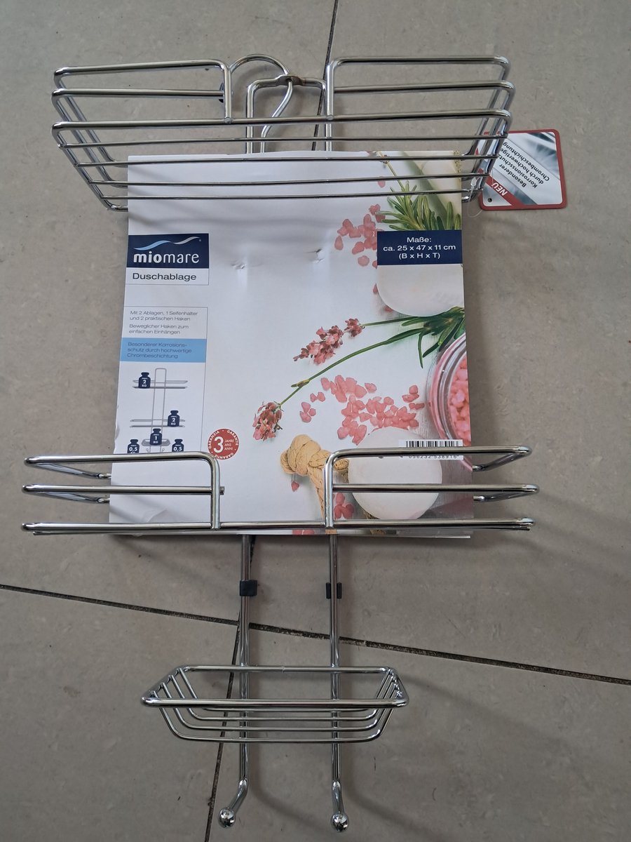 Miomare Doucherekje / Douche opbergsysteem - 2 mandjes, 1 zeephouder en 2 praktische haken - Verplaatsbare haak om eenvoudig op te hangen