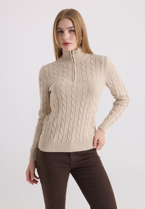 Felix Hardy Kabelgebreid Pullover - 100% Katoen Dames Beige - Xl