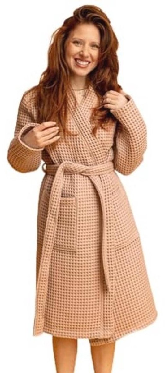 BLUMIS® Damesbadjas - van Oeko-Tex gecertificeerd katoen met zware wafelpiqué van 250 g/m² - ademend en sneldrogend, met elegante kimono-snit voor sauna en spa