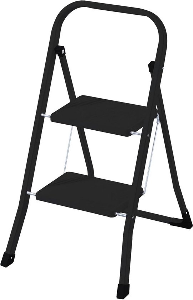 Inklapbare huishoudladder - 2 treden - Staal - Antislip - Tot 150 kg