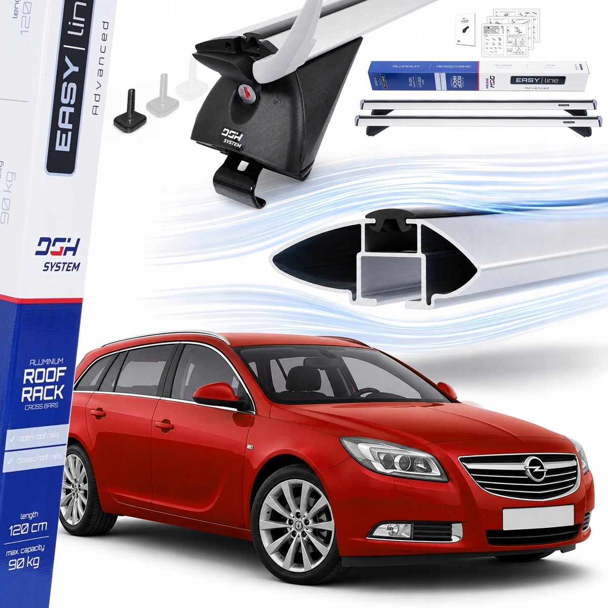 DGH System Dakdragers Alu 120cm voor Opel Insignia A Kombi (2009-2017)