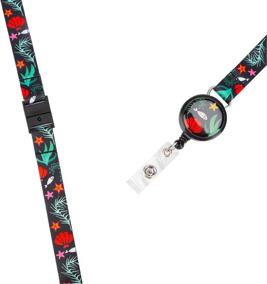 Breakaway Lanyard met Retractable Badge Reel, Veiligheidsmechanisme, ID Badge en Sleutelhouder met Artistiek Ontwerp (Diep Zee) — afbeelding 2