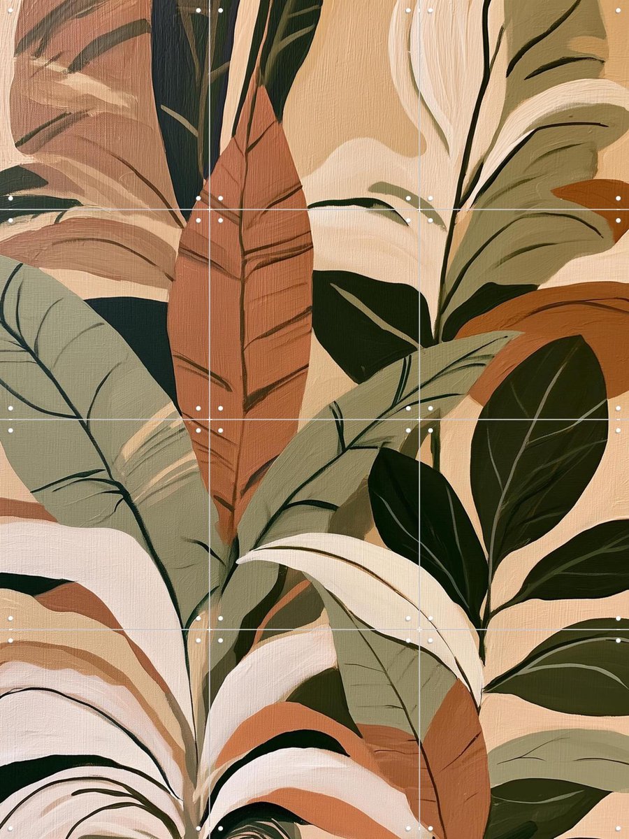 IXXI Tropical Foliage Organic Garden, Branka Kodžoman - 60 x 80 cm - Gratis ophangtool - Grote wanddecoratie en posters - Modern, Illustraties