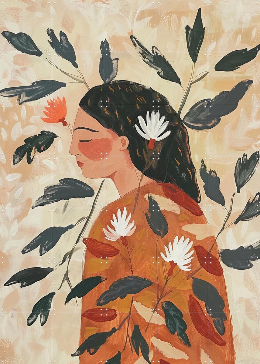 IXXI When Her Thoughts Took Root, Branka Kodžoman - 100 x 140 cm - Gratis ophangtool - Grote wanddecoratie en posters - Schilderijen, Slaapkamer