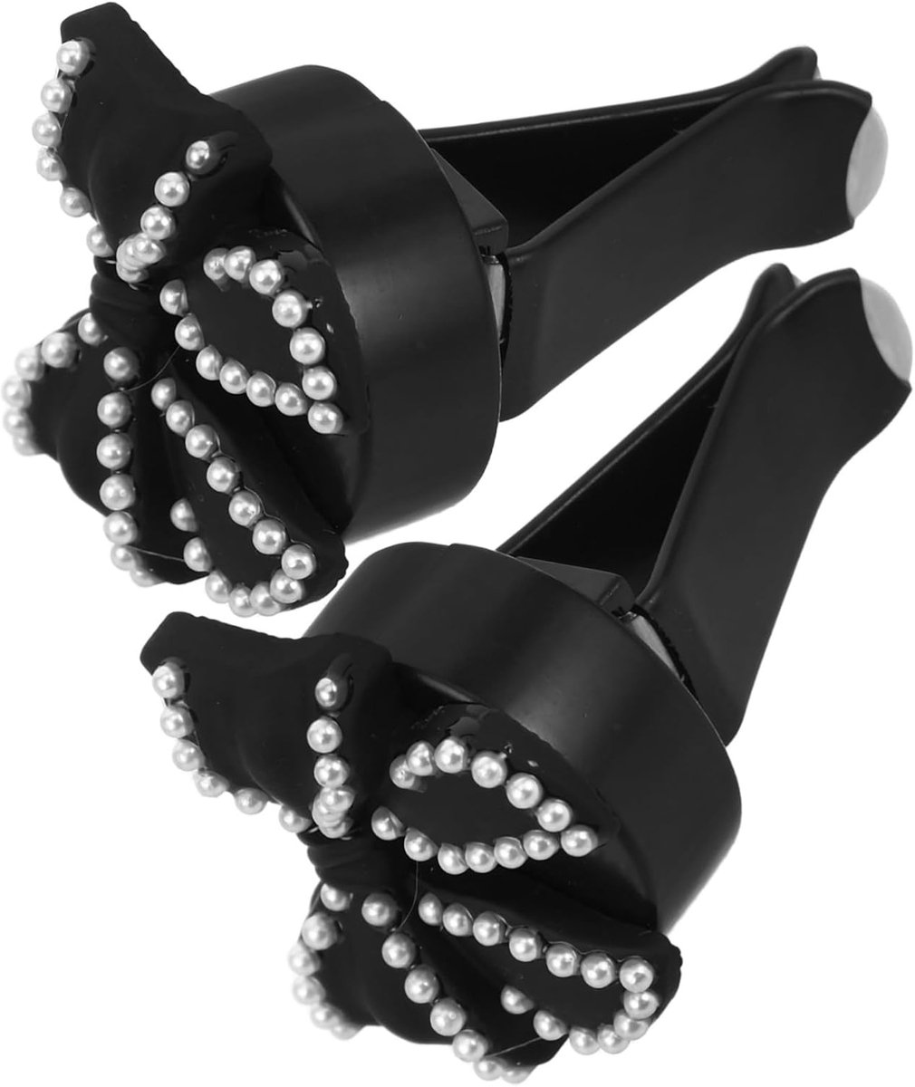 2 Stuks Auto Luchtverfrisser Clips Met Strikvormige Design Compacte Zwarte Geurhanger Eenvoudig Te Bevestigen Auto Airconditioning Vent Clips Voor Vrouwelijke Interieurdecoratie