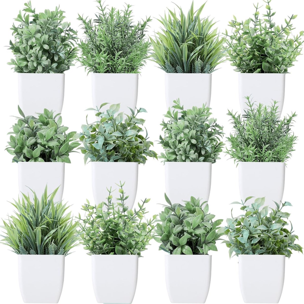12 stuks nepplanten kleine kunstmatige kunstplanten voor plank mini plastic ingepot groen voor thuiskantoor bureau badkamer slaapkamer binnendecoratie (grijs)