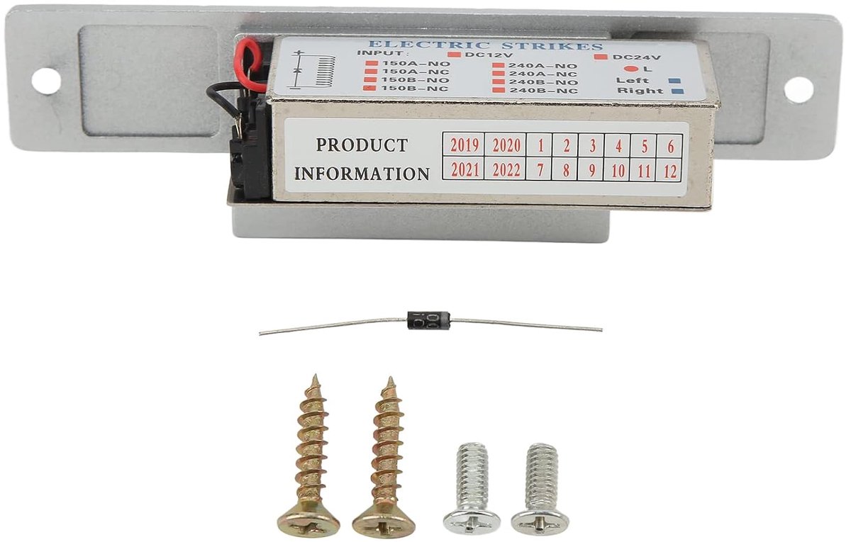 250 kg Heavy Duty Electric Deur Strike Lock, 12V DC Cathode Lock Toegangstoegang, hoge hardheid Cilindrische elektrische deurslot voor houten metalen PVC -deur (NEE)