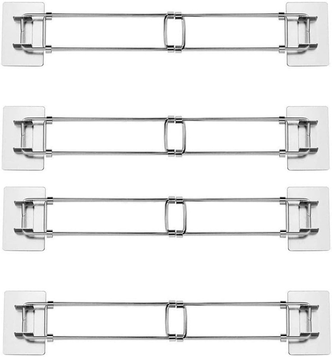 4 stuks RV veilige verstelbare bars, 12,5-22,6 inch roestvrij staal koelkast bar spanstang, voedsel drank stabilisatoren voor campers, keukens, stacaravans