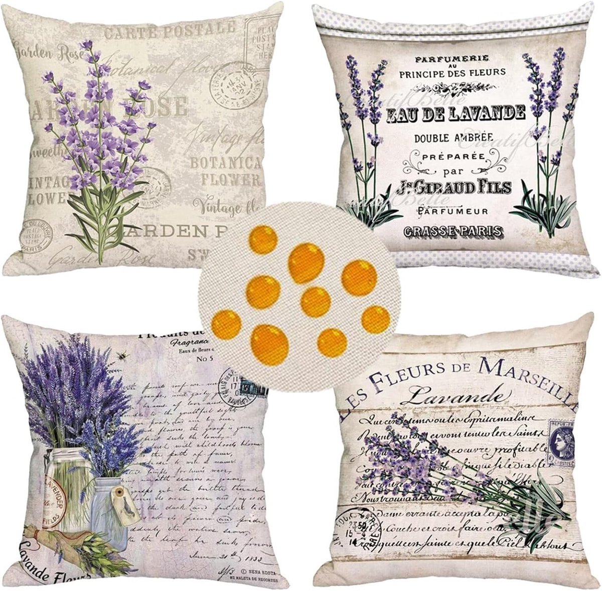 Kussensloop, paars, lavendel, kussenhoes, 55 x 55 cm, set van 4 decoratieve kussenhoezen, linnen, bankkussen, luxe kussenslopen voor woonkamer, tuin, outdoor
