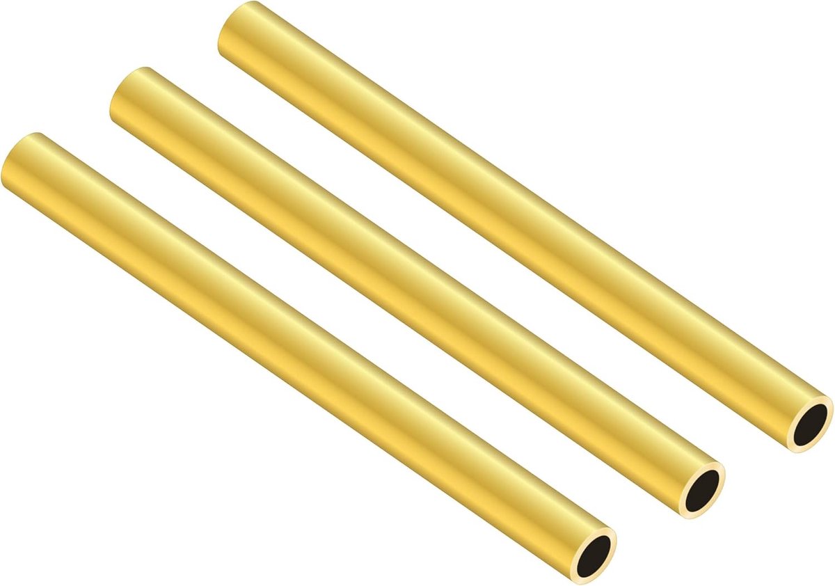 Messing buis 8 mm OD x 1,0 mm wanddikte x 200 mm lengte, naadloze ronde messing buizen voor doe-het-zelf ambachten (3 stuks)