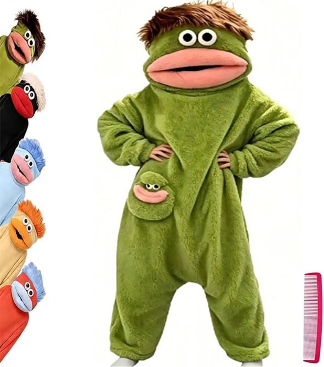 Grote mond, eendelige loungewear, uniseks, pluizige jumpsuit met capuchon, met zakken, draagbare deken voor thuis loungewear