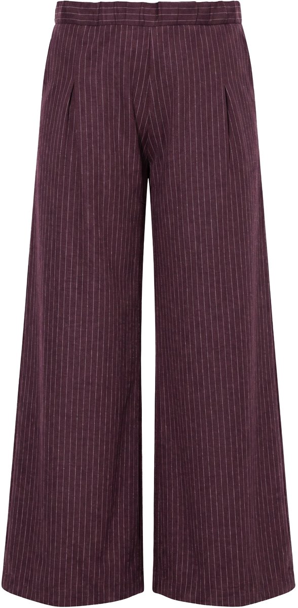 Ulla Popken - Dames - Sweatbroek krijtstrepen elastische tailleband - Bordeaux - Maat 46+