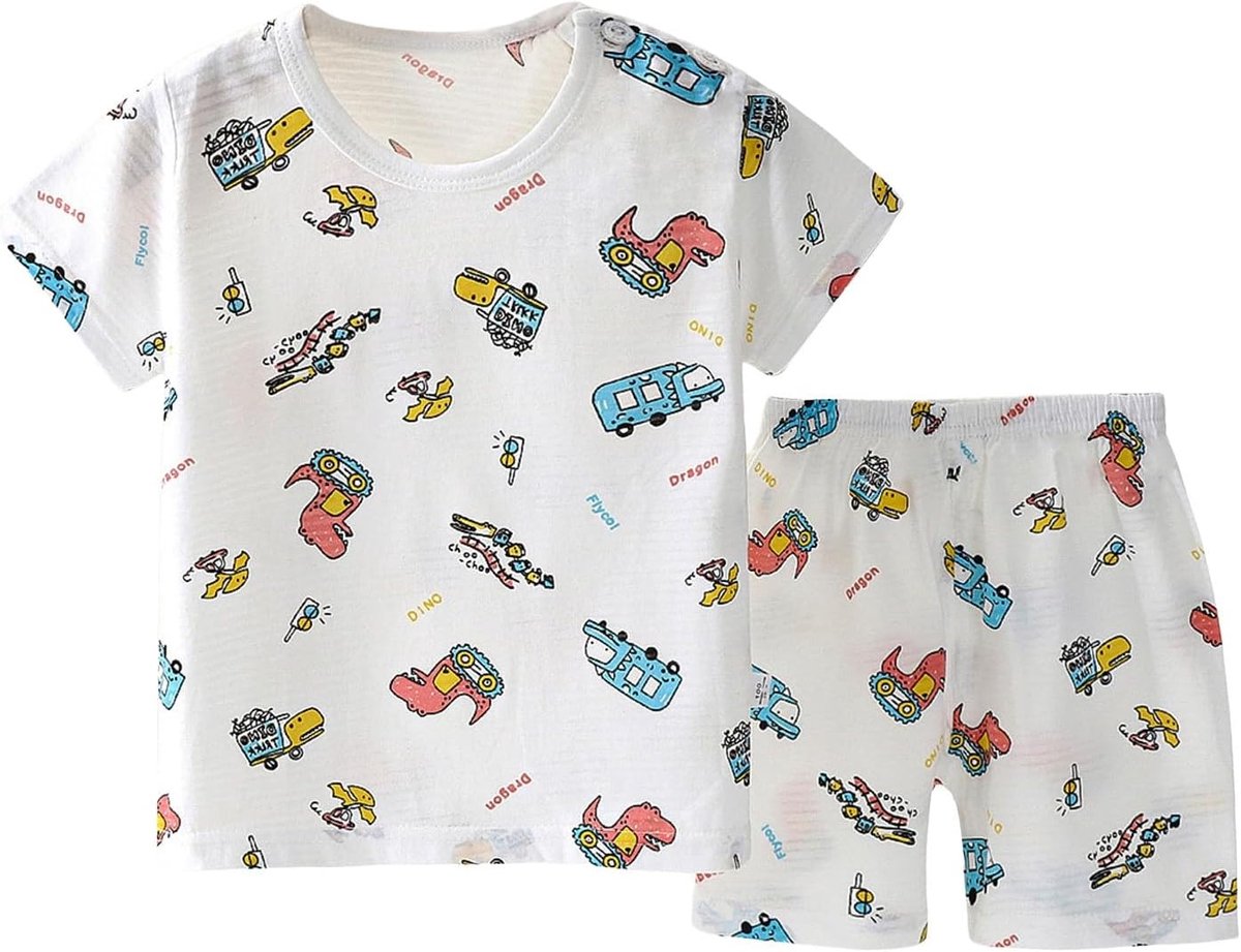 2-delige set voor jongens, schoolkleding, katoen, T-shirt, shorts, set kinderen, zomer, comfort, modieus, tijdloos design, eenvoudig te combineren, voor kindergarderobe, A42