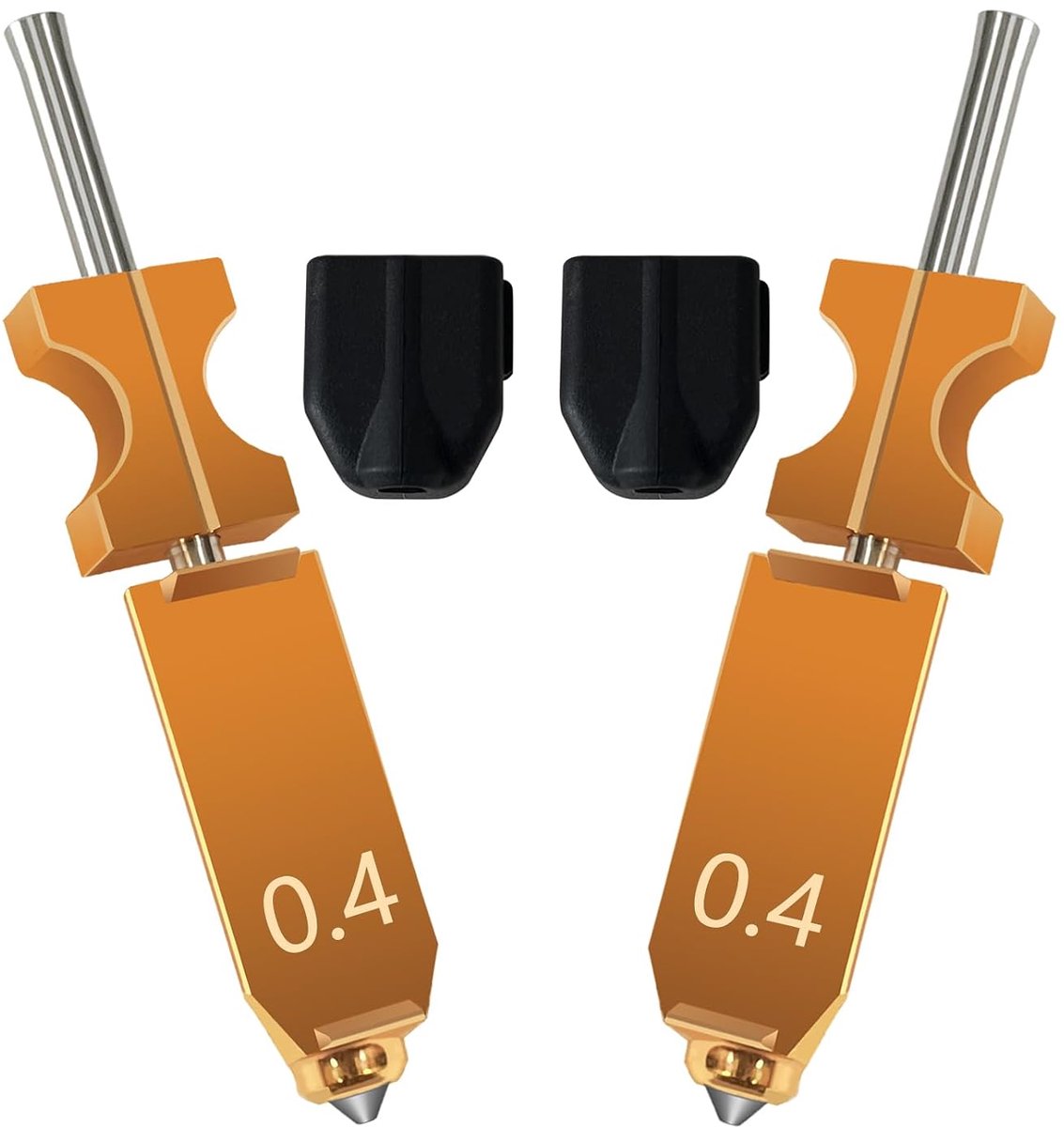 2 stuks 0,4 mm mondstukkensets, snelle spuitmond, extruder, hot end printkop, vervanging voor Flashforge AD5X 3D-printeraccessoires, met 2 siliconen hoezen