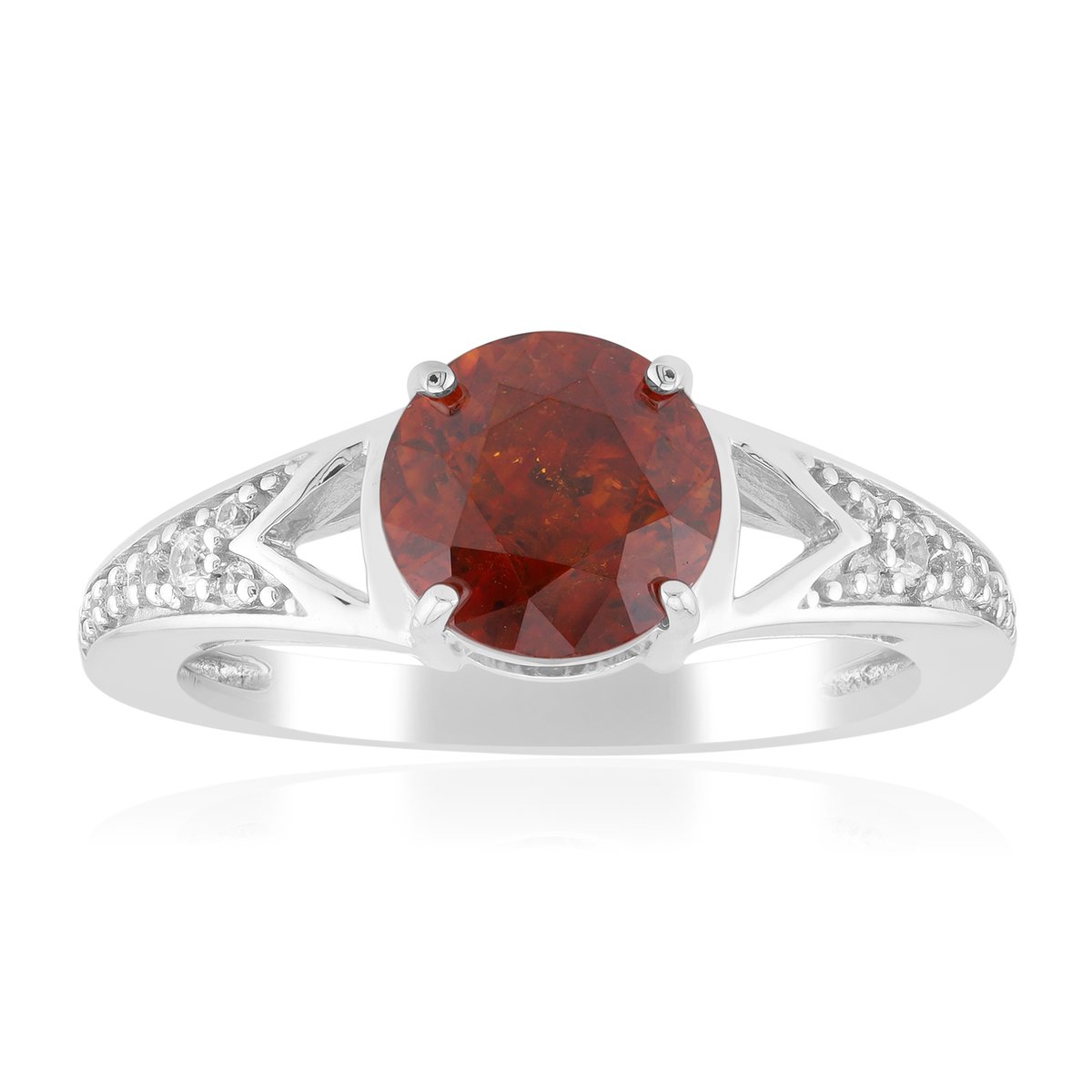 Cavill - Zilveren Ring - 925 Sterling Zilver Gerhodineerd - 1,615 ct Ronde Sfaleriet & 0,123 ct Rondgeslepen Zirkonia - Elegante Damesring
