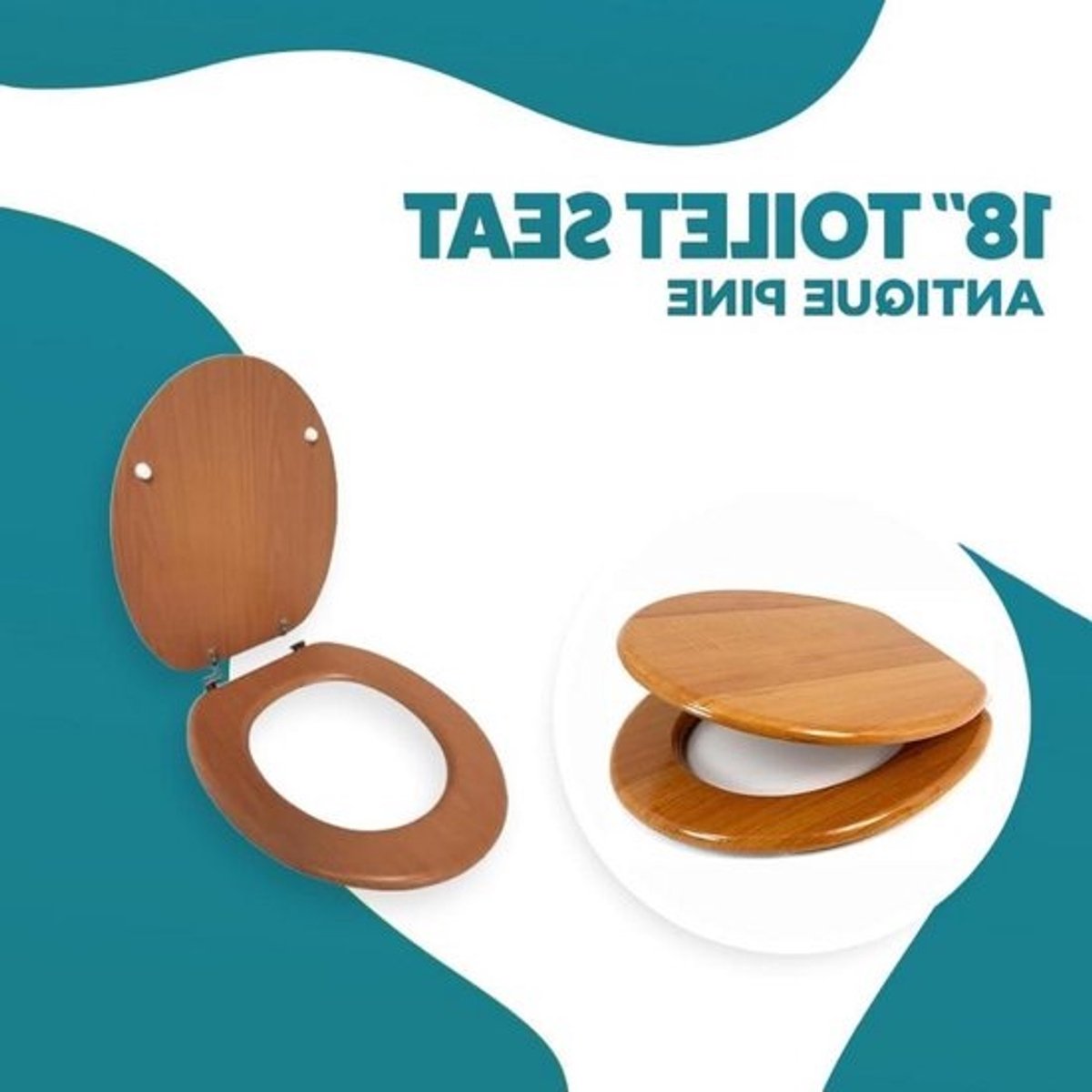 Universele toiletbril - Houten MDF, grenen - 18 inch - Ovaal - Verstelbaar - Ronde toiletbril - Vervanging - Badkamerbril