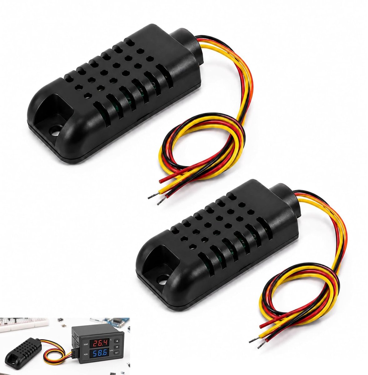 2 stuks temperatuursensor vochtigheid Dht21, Dht21 Am2301a digitale vochtigheidssensor, 3,3 V-5,5 V, compatibel met Arduino, hoge precisie, digitaal signaal, unieke bus, meting -40 tot 80 °C, 0-100%